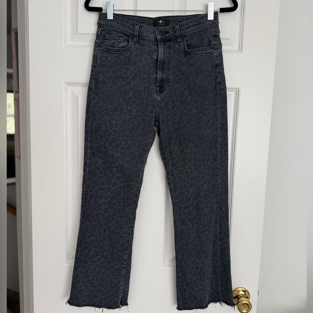 7 For All Mankind High Rise Slim Kick Leopard Jeans